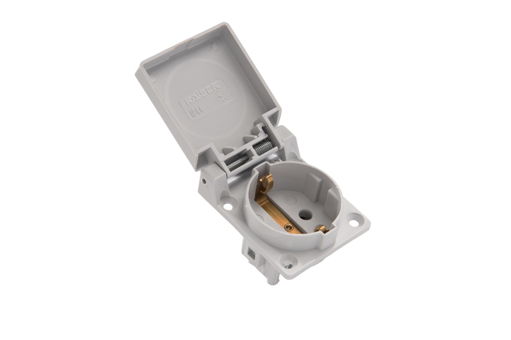 Martin Kaiser 1-Way Flush-Fitting Socket With Earthing Contact and Hinged Cover - 496/1/gr