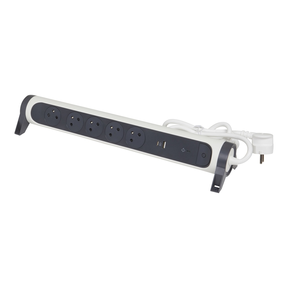 Legrand Premium USB A+C 5x2P Socket 1.5m Black-White (European Socket) - 049420