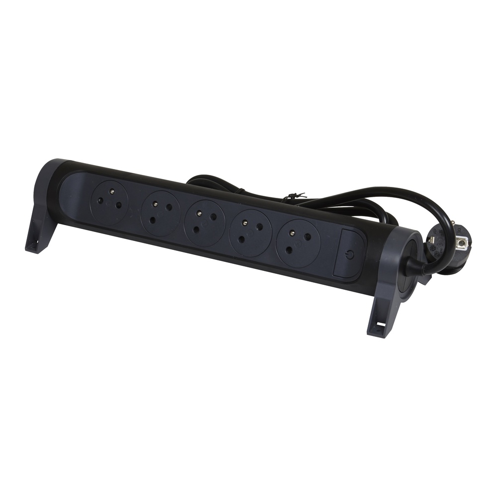 Legrand Premium 5x2P Power Strip With 1.5m Cord - Black (European Socket) - 049453