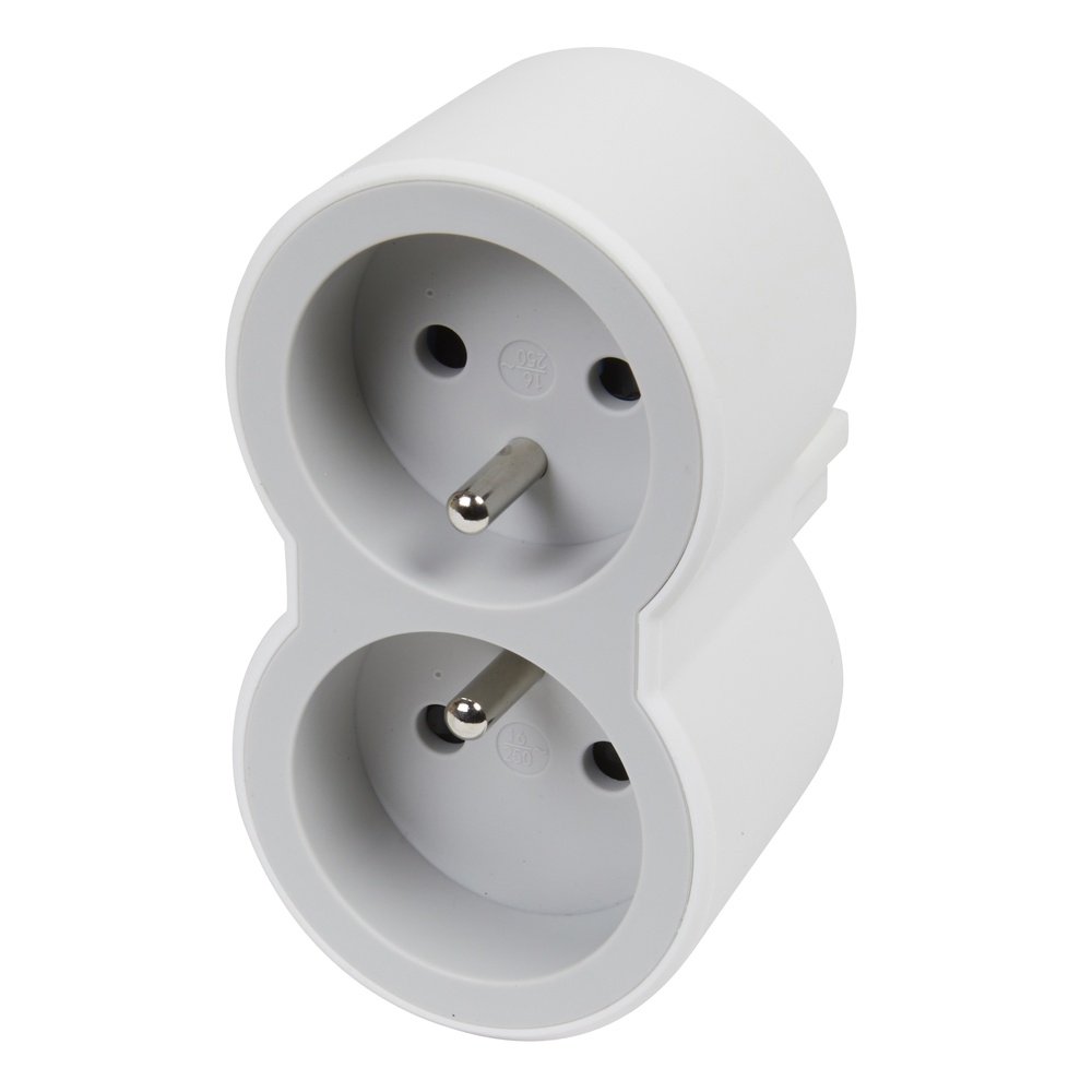 Legrand Domino Contact Stop 2x2P WitGrijs (Europese Stekkerdoos) - 049431