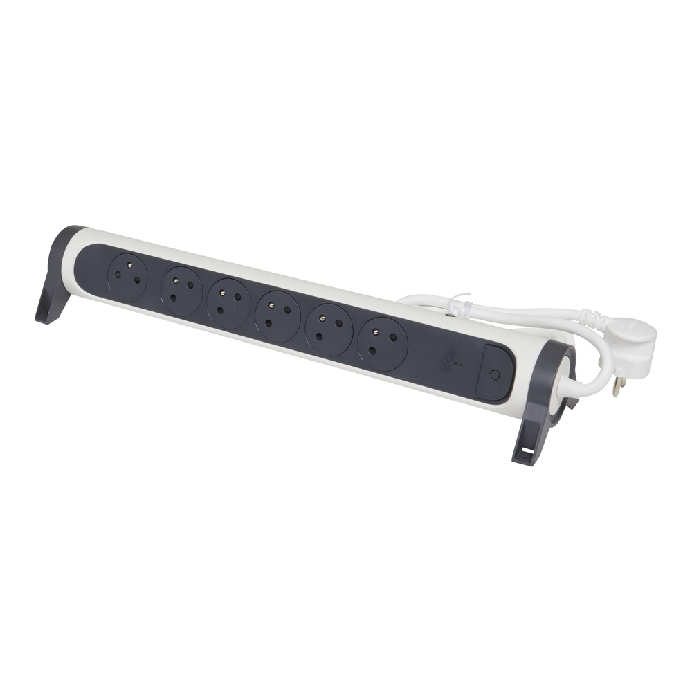 Legrand Toma Automática Premium 6x2P Con Tierra 1,5m Negro-Blanco (Enchufe Europeo) - 049441