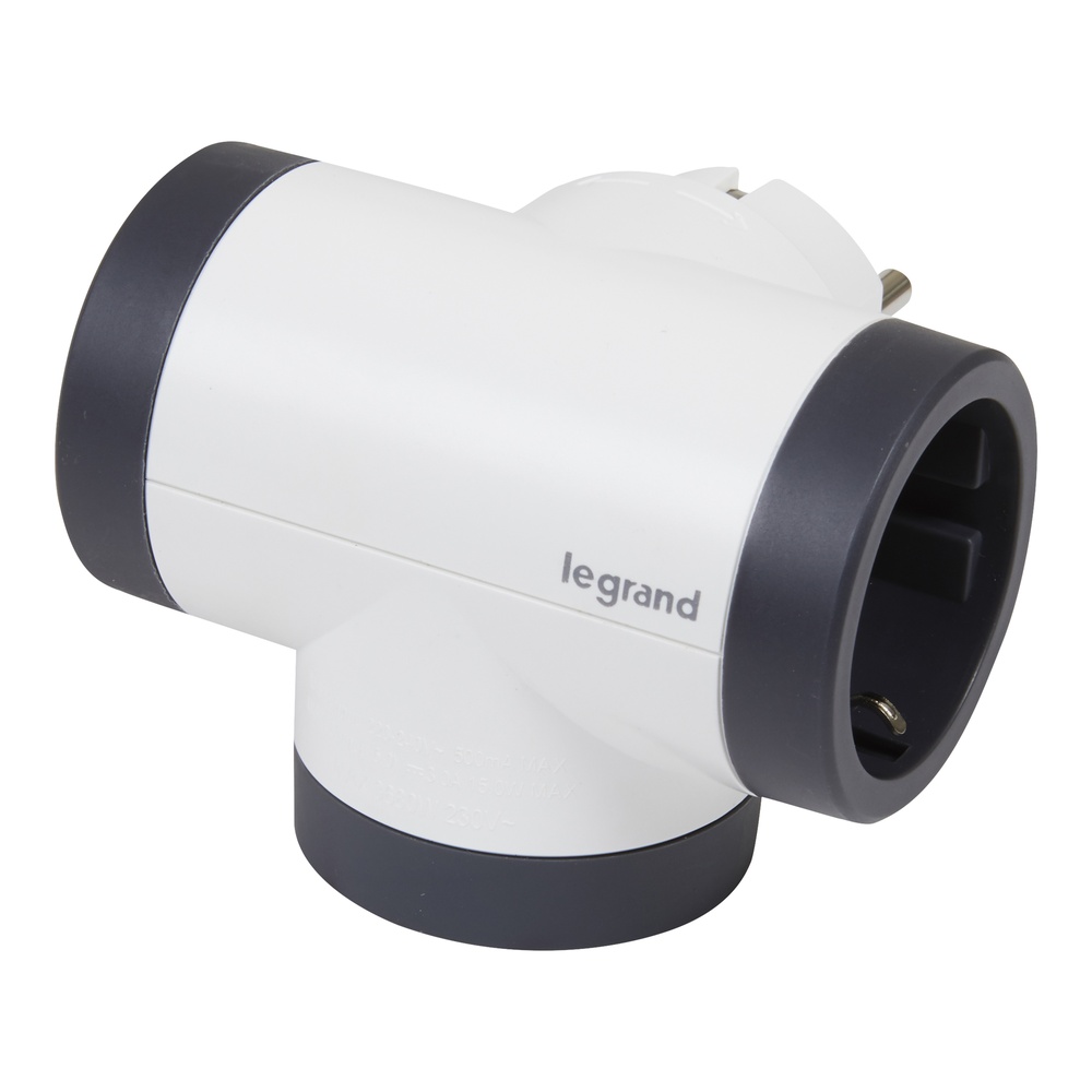 Legrand Drehbarer Domino Premium Kontaktstop 2x2P+A Weiß (Europäische Steckdose) - 694522