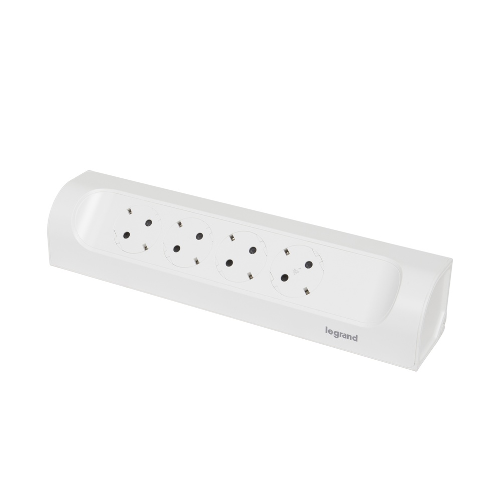 Legrand 90 Degree Mountable Socket 4x2P+A Without Cord White (European Socket) - 694503