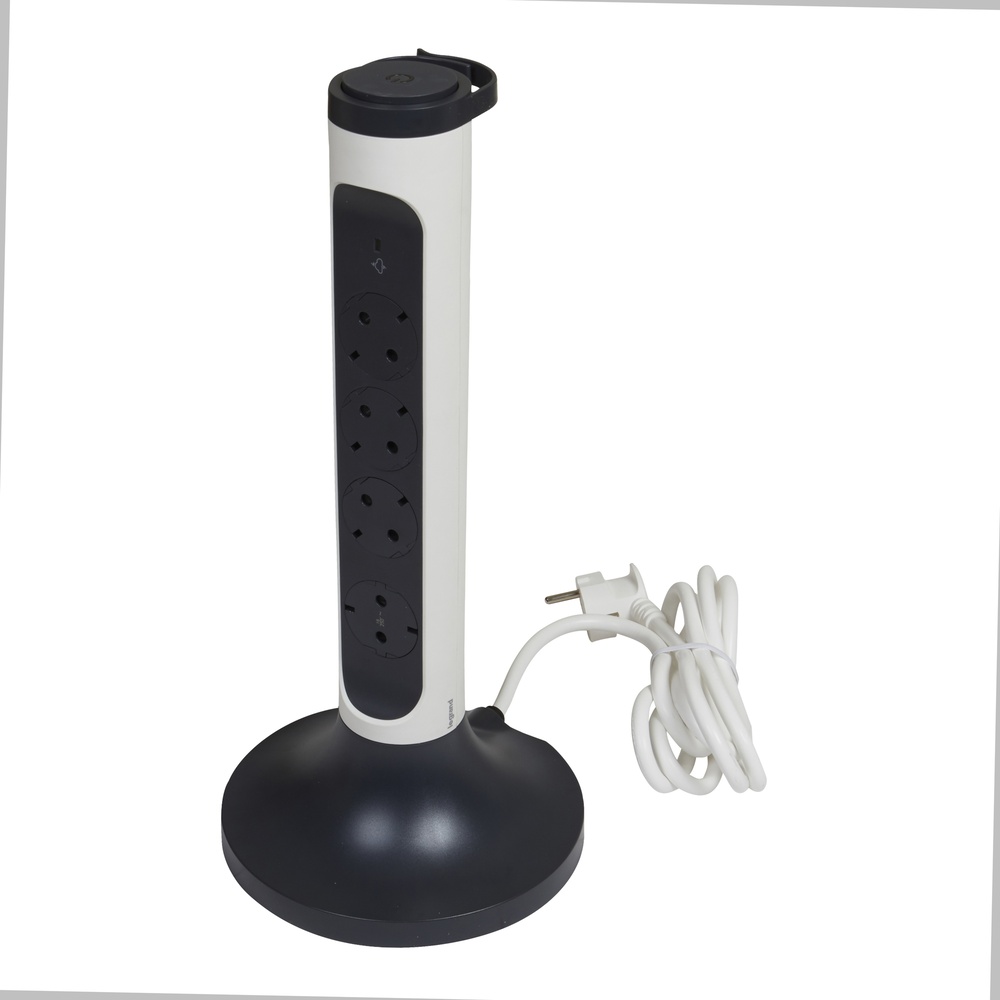Legrand Vertical Standing Floor Socket 4x2P+A 2m OSB Black (European Socket) - 694505