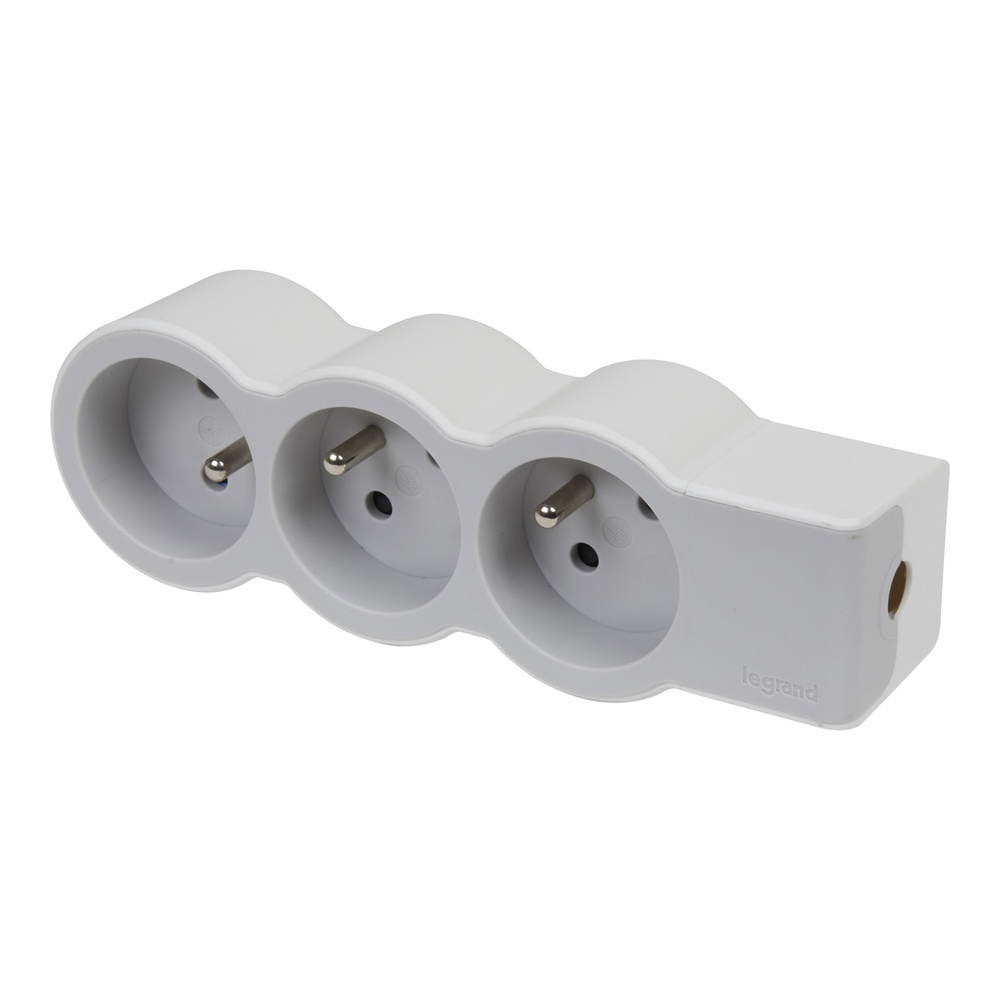Legrand Prise Standard 3x2P Avec Terre Sans Cordon Blanc-Gris (Prise européenne) - 049496