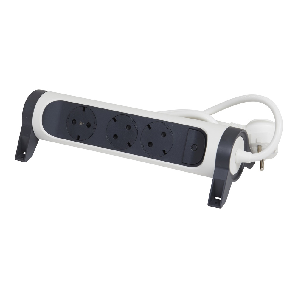 Legrand Premium Socket 3x2P+A 1.5M Cord Black-White (European Socket) - 694527