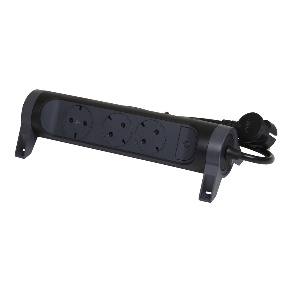Legrand Premium 3x2P+A Zwarte contactdoos met 1,5m snoer (Europese Stekkerdoos) - 694528