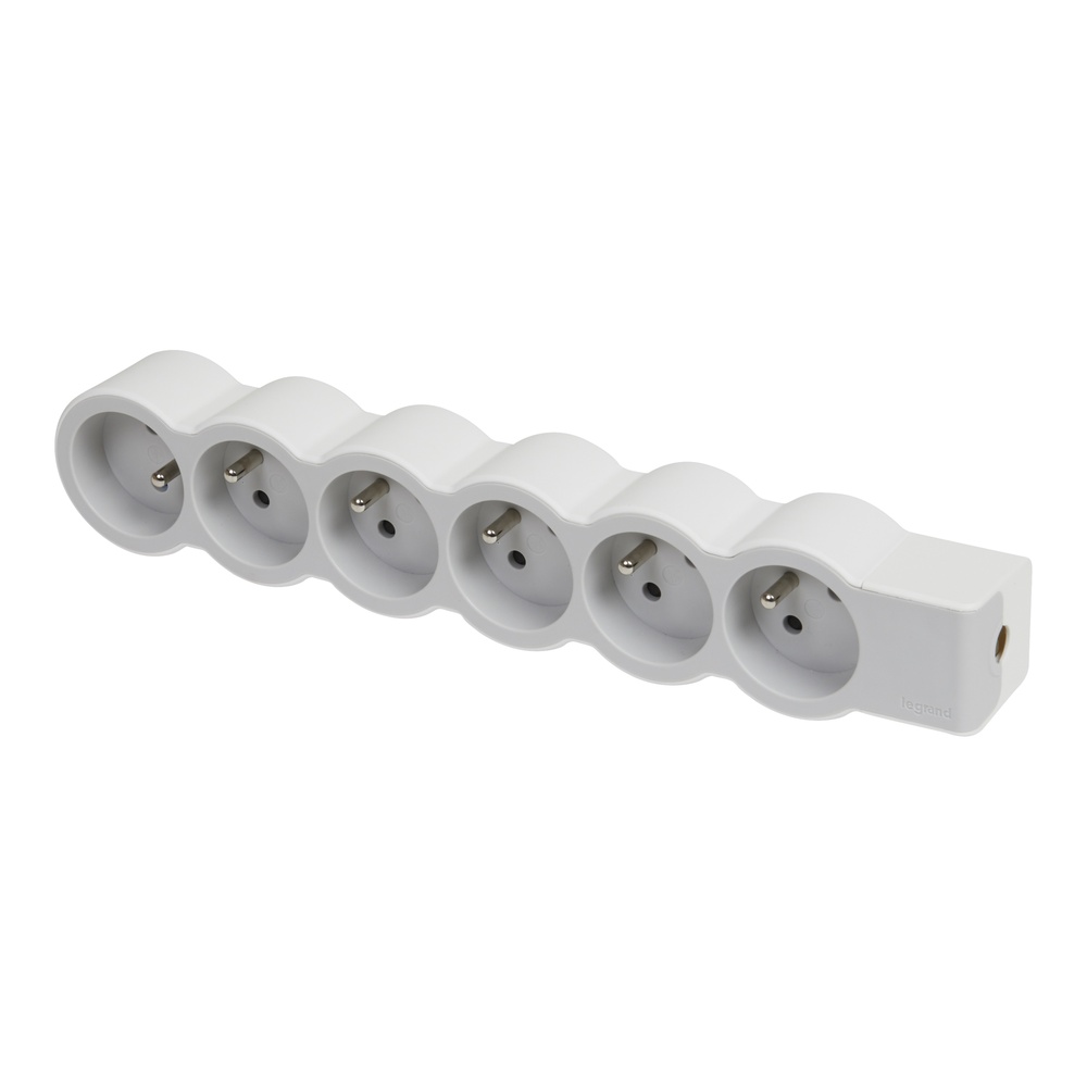 Legrand Standard Socket 6x2P With Ground Without Cord White-Grey (European Socket) - 049499