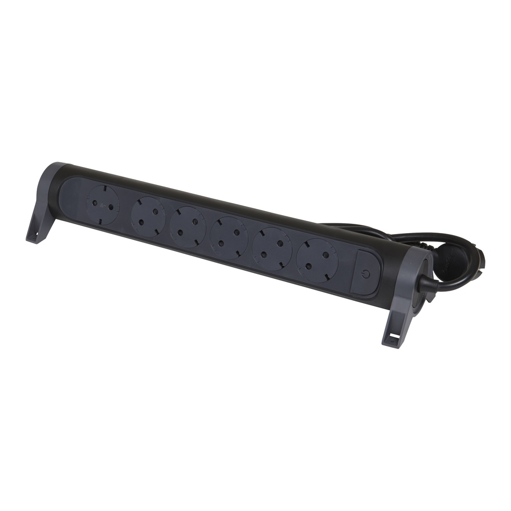 Legrand Premium Swivel Mount Multi-Socket 6x2P+A 1.5m Black (European Socket) - 694534