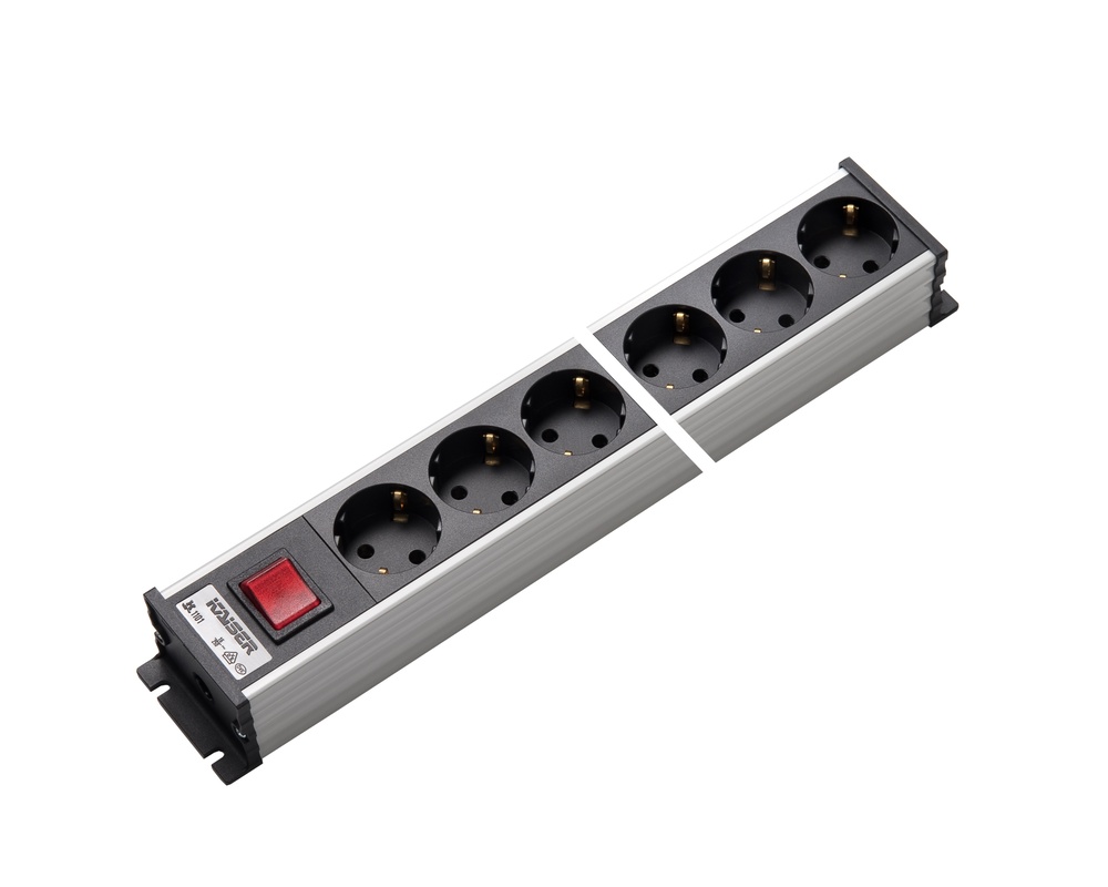 Martin Kaiser 10-Way Power Outlet Strip With Switch Grey-Black (European Socket) - 1101/10l-sw