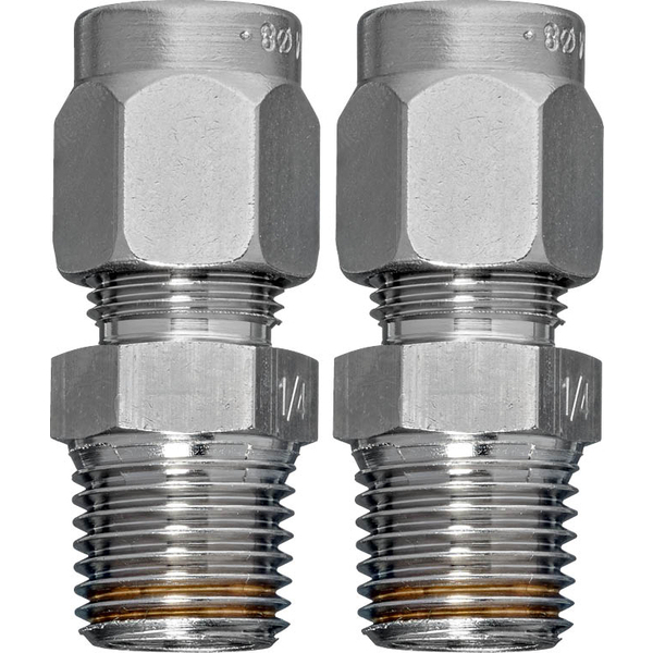 Pijpconnector messing pijp 8 mm naar G 1/4'' buitendraad [2 stuks].