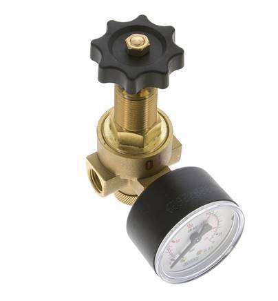 Reducteur de pression eau et air laiton G1/4'' 2.5 l/min 0.5-10 bar/7-145psi