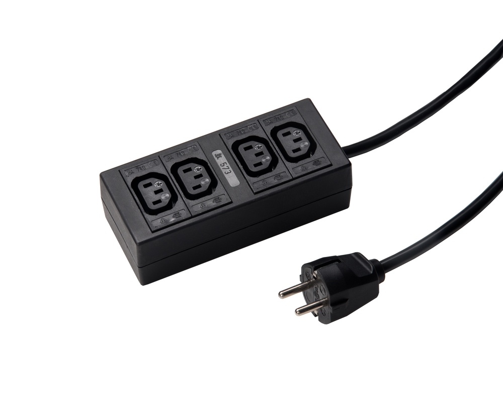 Martin Kaiser 4-Weg C13 Contactdoos Met Aardingscontact 1,5m Zwart - 573ZL/740/SW [10 stuks]