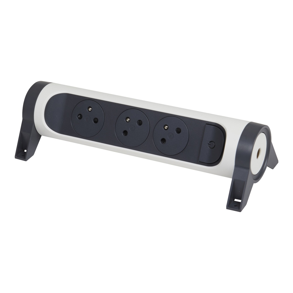 Legrand Enchufe Premium 3x2P con toma de tierra sin cable Negro-Blanco (Enchufe Europeo) - 049464 [5 Piezas]