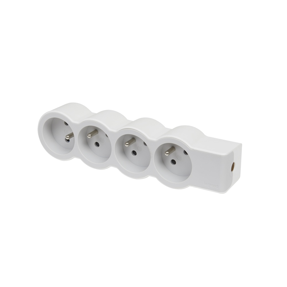 Legrand Standard 4 Plug Socket Without Cord White-Grey (European Socket) - 049497 [10 Pieces]