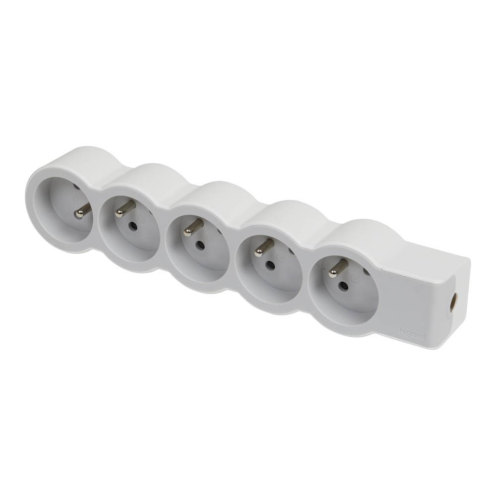 Legrand Standard Socket 5x2P With Ground Without Cord White-Grey (European Socket) - 049498 [10 Pieces]