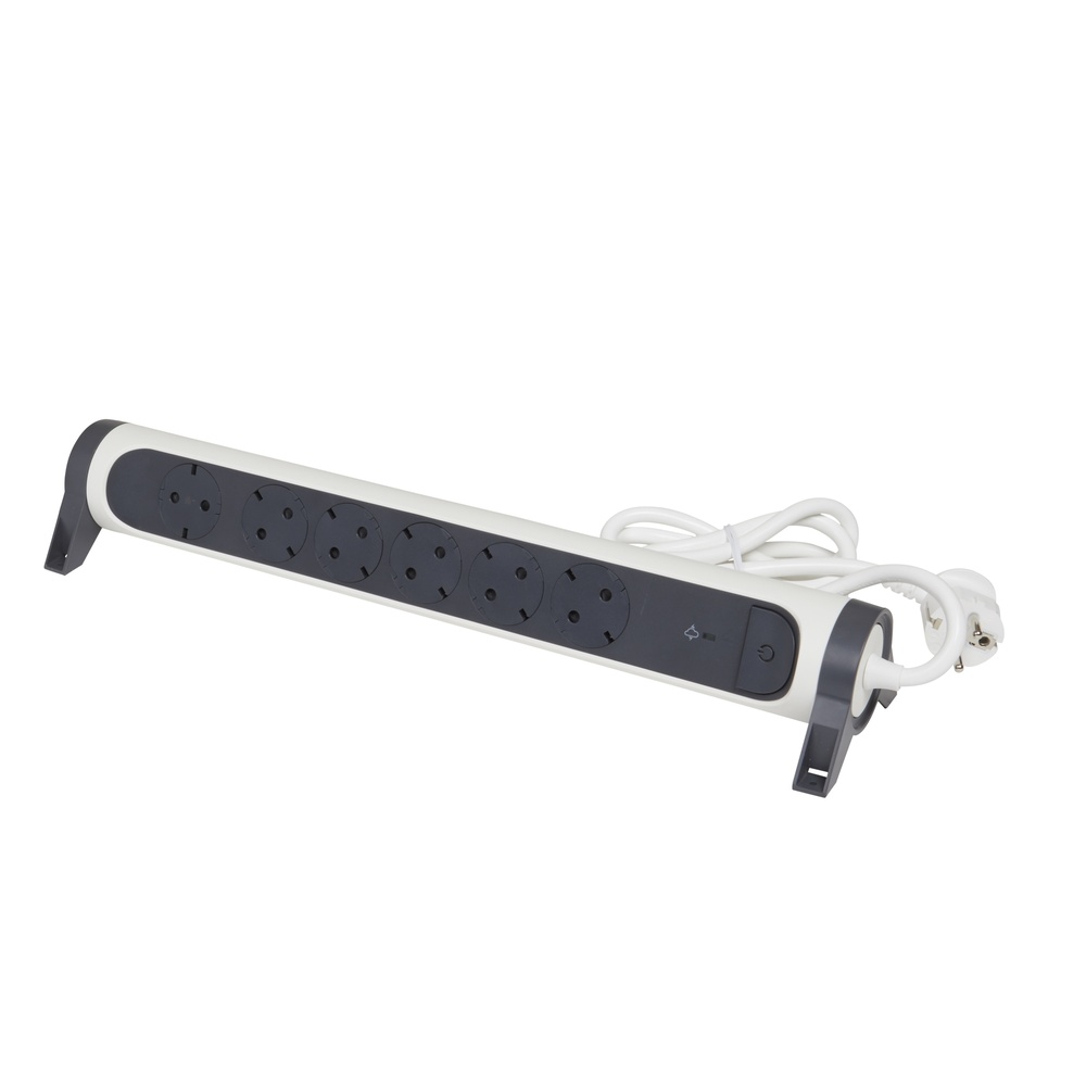 Drehbares und montierbares OSB 6x2P+A 1,5m Kabel Schwarz-Weiß (Europäische Steckdose) - 694509 [5 Stück]