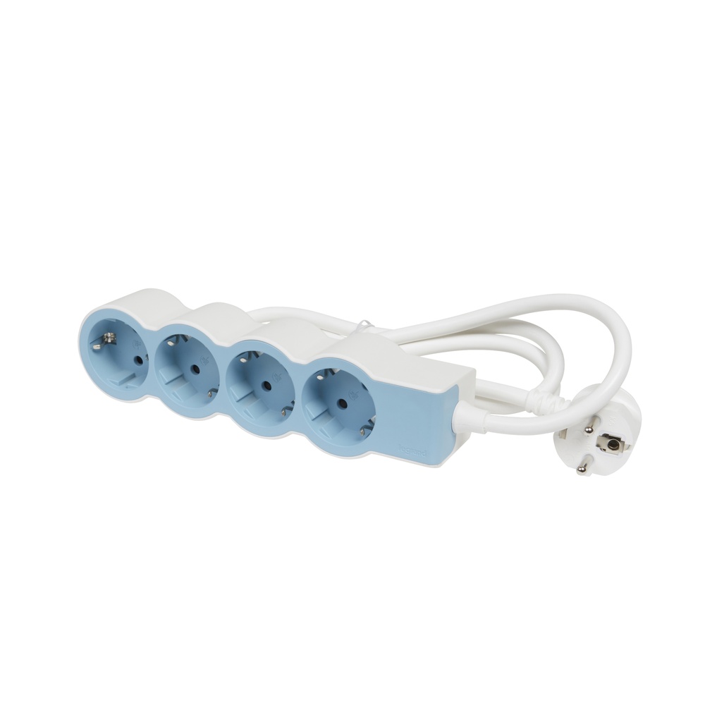 Legrand Standard Outlet 4x2P+A 1,5m weiches blaues Kabel (Europäische Steckdose) - 694554 [10 Stück]