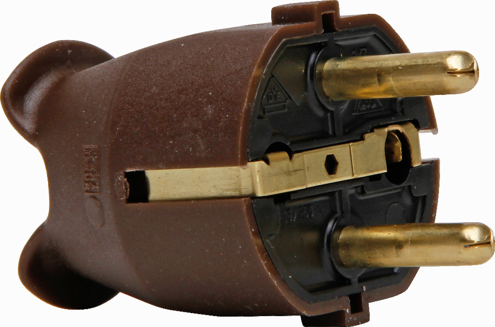 Kopp Erdungsstecker RA CEE 7 VII Braun Kunststoff - 1757.0600.4 [25 Stück]