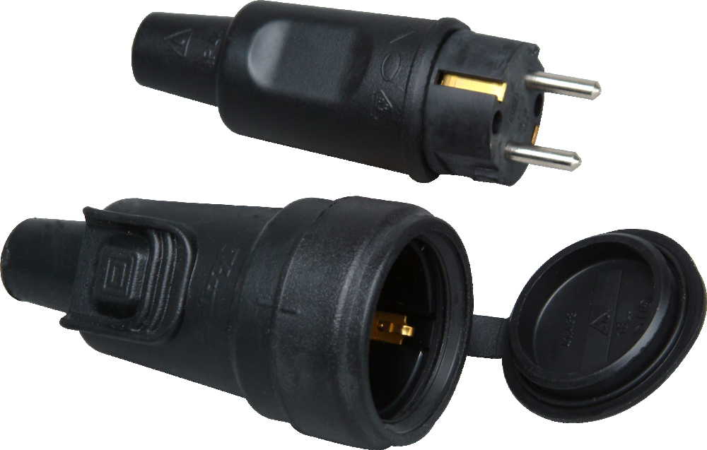 Kopp Enchufe Y Conector De Goma IP44 Negro - 190716017 [2 Piezas]