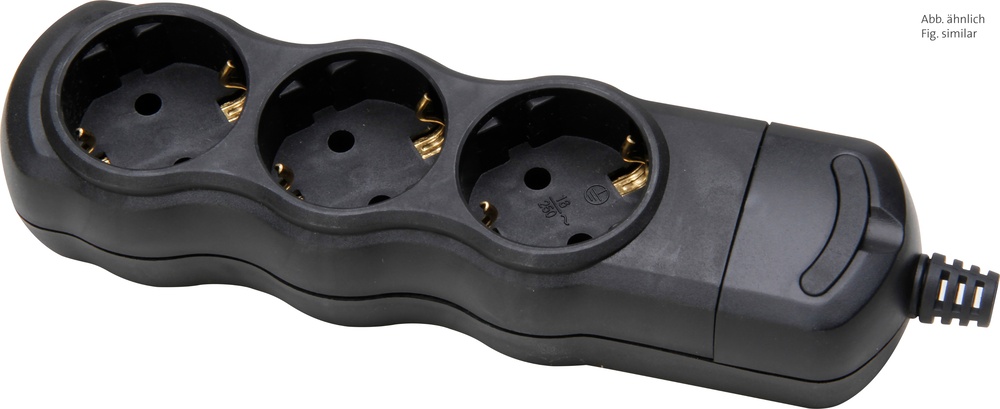 Kopp 3-Wege-Steckdosenleiste schwarz ohne Stecker One Piece - 120305001 [5 Stück]