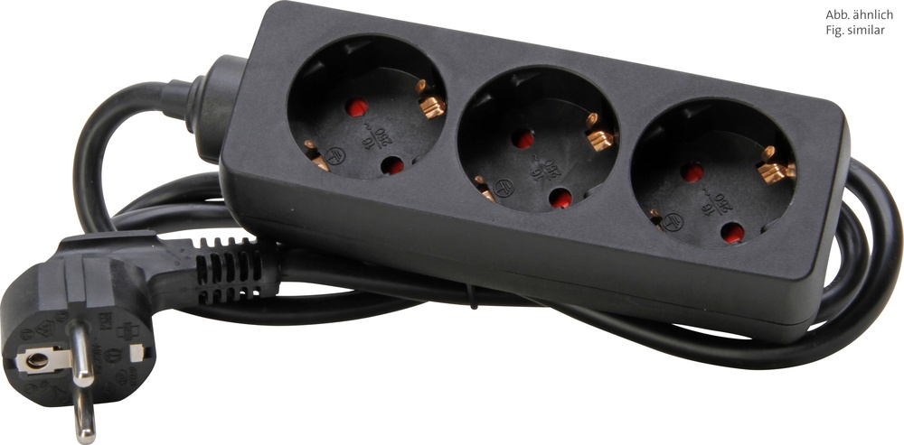 Kopp 3-Way Black Matte Socket With Ground Plug 1 - 128615005 [20 Piezas]