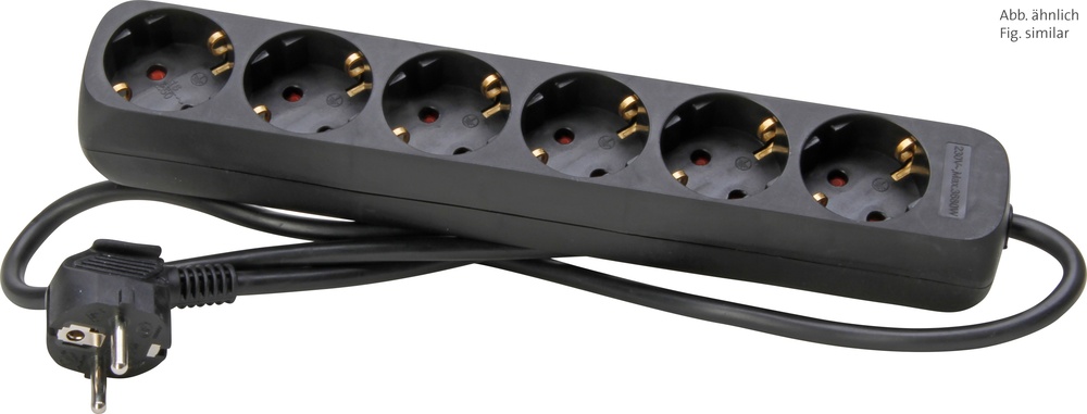 Kopp 6-Outlet Power Strip With Ground Plug Black 1 Piece - 120615007 [10 Pieces]