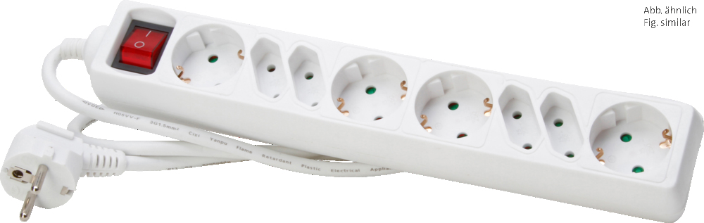 Kopp 8-Wege Steckdosenschalter Arctic White Edge - 129502003 [10 Stück]