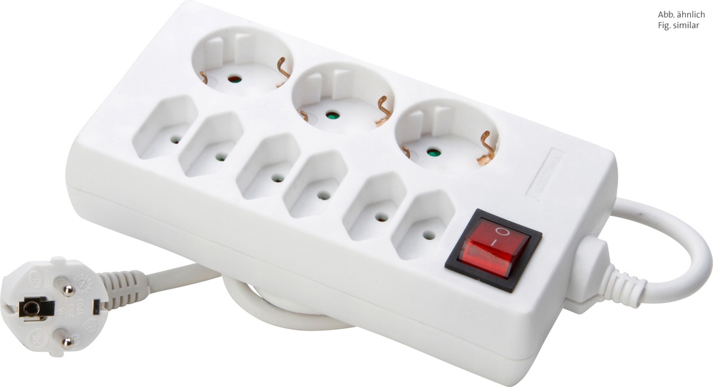 Regleta de enchufes conmutada Kopp de 9 tomas borde blanco ártico - 129802002 [10 Piezas]