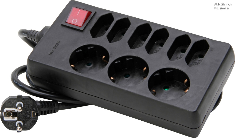 Kopp Schakelaarstopcontact 9-voudig zwart geaard - 129805005 [10 stuks]