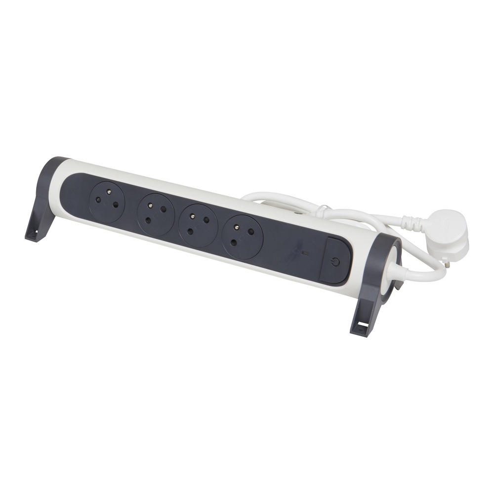 Legrand Premium Prise automatisee 4x2P+Terre 1.5m Noir-Blanc (Prise européenne) - 049440 [5 Pièces]
