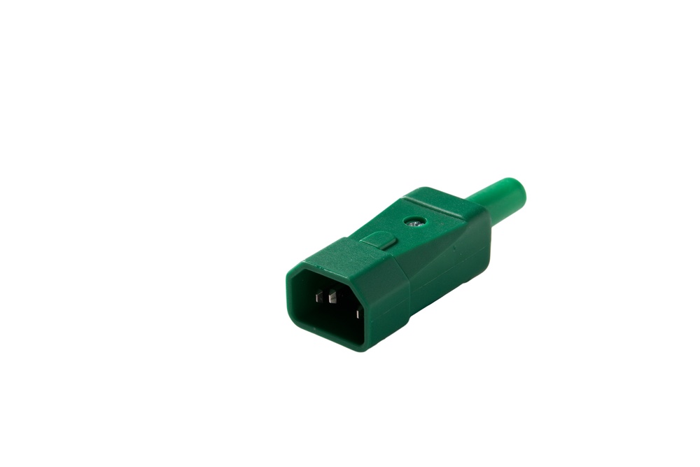 Martin Kaiser IEC-Gerätestecker C14E 70 Grad grün mit Schutzkontakt - 749/GN [25 Stück]