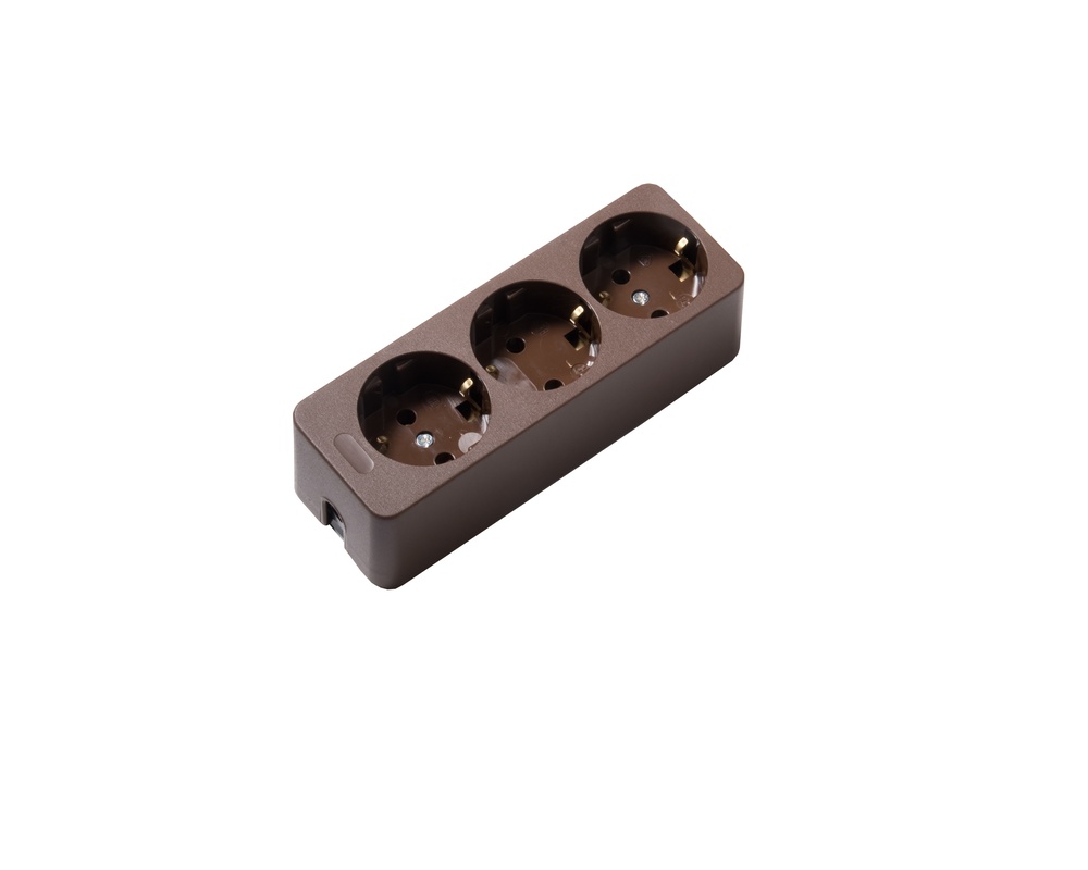 Martin Kaiser 3-Way Brown Socket With Earthing Contact (European Socket) - 538/br [25 Pieces]