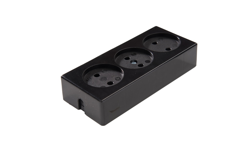 Martin Kaiser 3-Way Socket Without Earthing Contact 16A Black (European Socket) - 511/SW [35 Pieces]