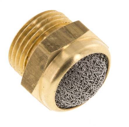 G3/8'' Brass Compact Pneumatic Muffler 1.4301 Wire Mesh