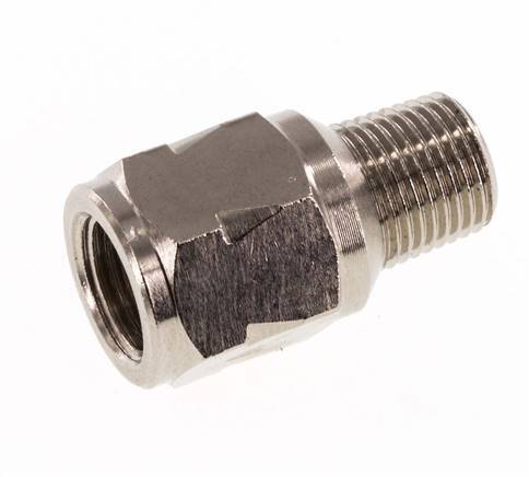 R/Rp 1/8'' M/F Mini Check Valve Nickel-Plated Brass 10 bar (145 psi) FKM No Spring