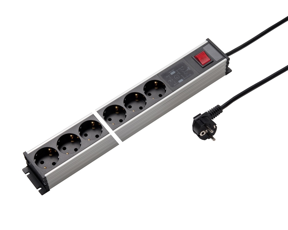 Martin Kaiser 6-Way Power Strip With Switch And 3M Cable (European Socket) - 1138ZL6L-SW3 [10 Pieces]