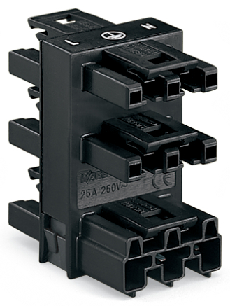 Wago 5-Weg Verdeelconnector 3-Pool Zwart - 770-608