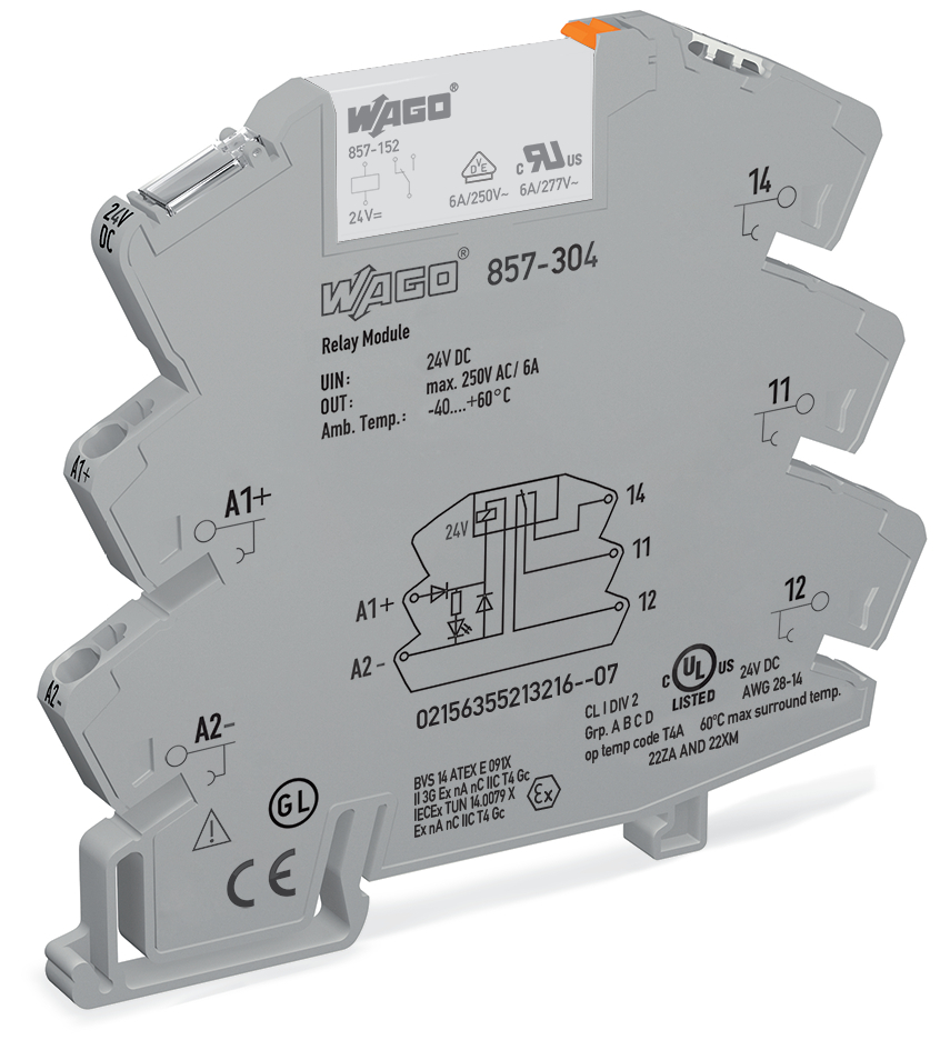 WAGO 857-304 Relaismodul 24VDC 6A Einzelne Umstellung - 857-304