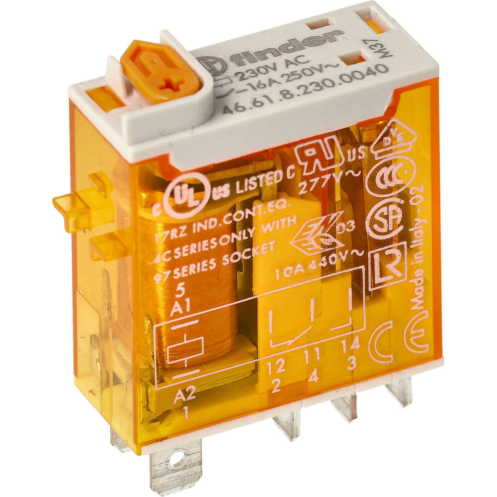 Finder Industrial Mini Relay 16A 230VAC AgNi Contact - 46.61.8.230.0040