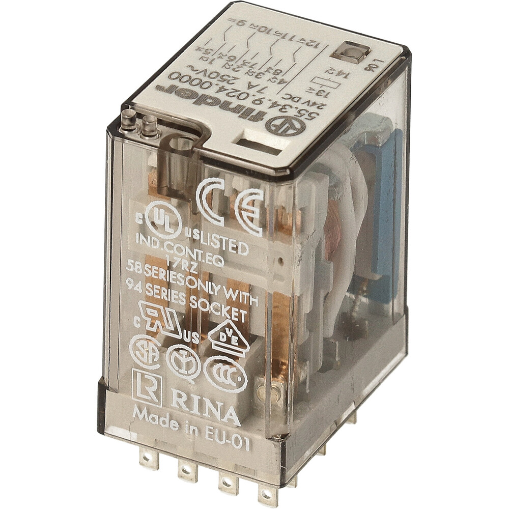 Finder 55.34 Relé Industrial 4CO 7A 24VDC - 55.34.9.024.0000