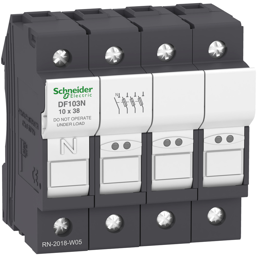 3-Fase Plus Neutraal 32A Zekeringhouder 10x38mm TeSys - DF103N