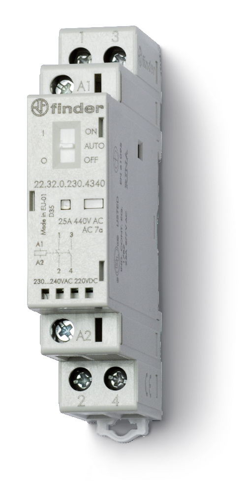 Finder 22.32 Modular Contactor 25A 12V AC/DC - 22.32.0.012.4540