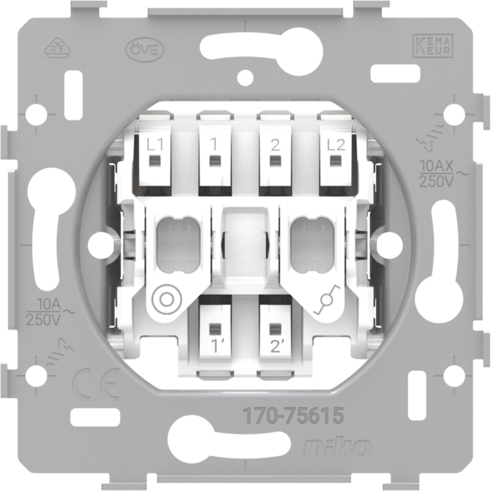 Niko Doppel-Schalterbasis Zwei-Wege Plus Drucktaste 10A - 170-75615