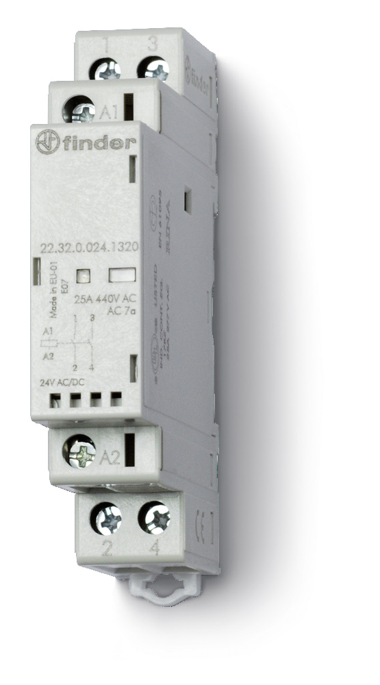 Finder 22.32 Contacto Modular 25A 24V CC/CA 2NO - 22.32.0.024.1320