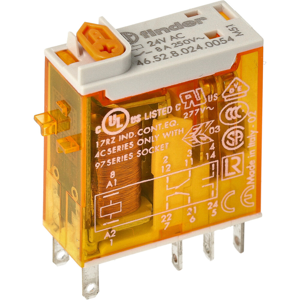 Finder 46.52 Relais Industriel 2Co 8A 24Vac Avec Led - 46.52.8.024.0054