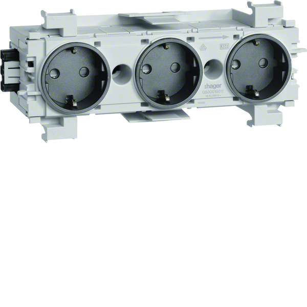 Dreifach Steckdose Wago Frontmontage Schwarz (Europäische Steckdose) - GS30019011