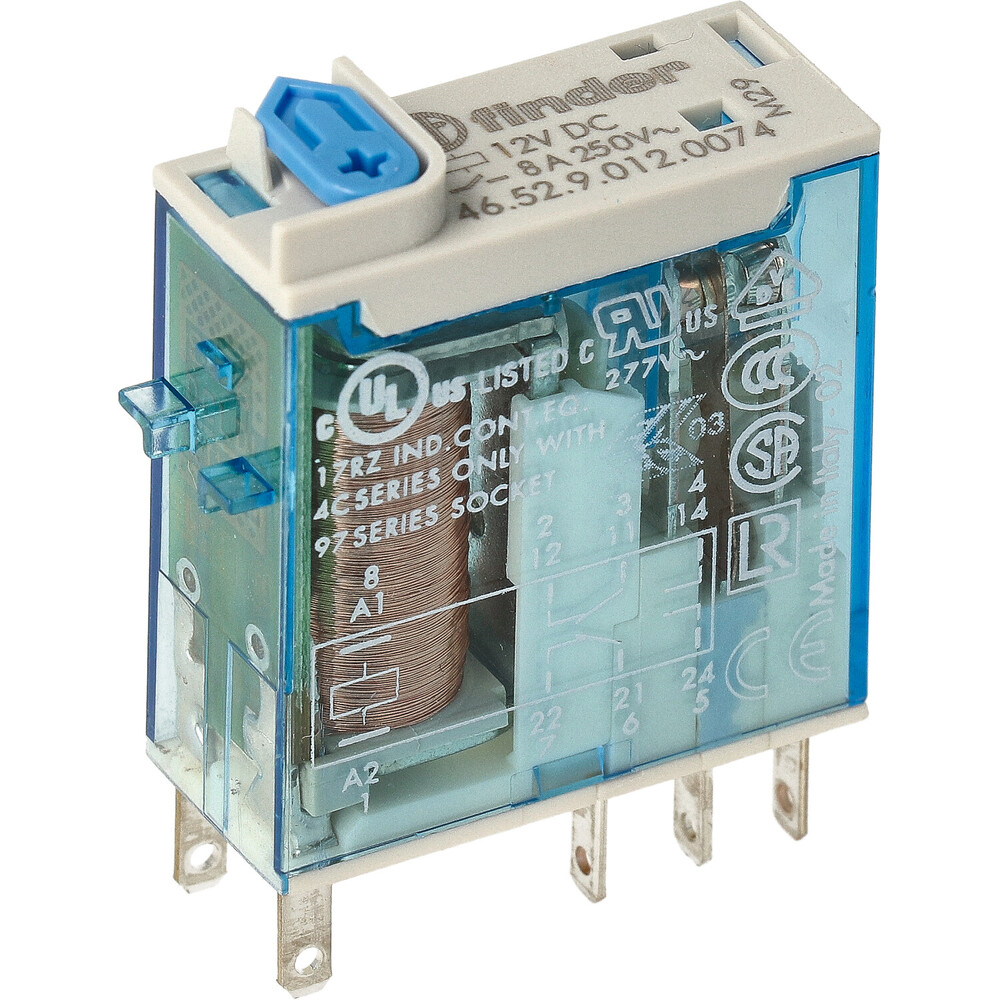 Finder 46 Serie Industriële Mini Relais 12VDC 8A DPDT - 46.52.9.012.0074