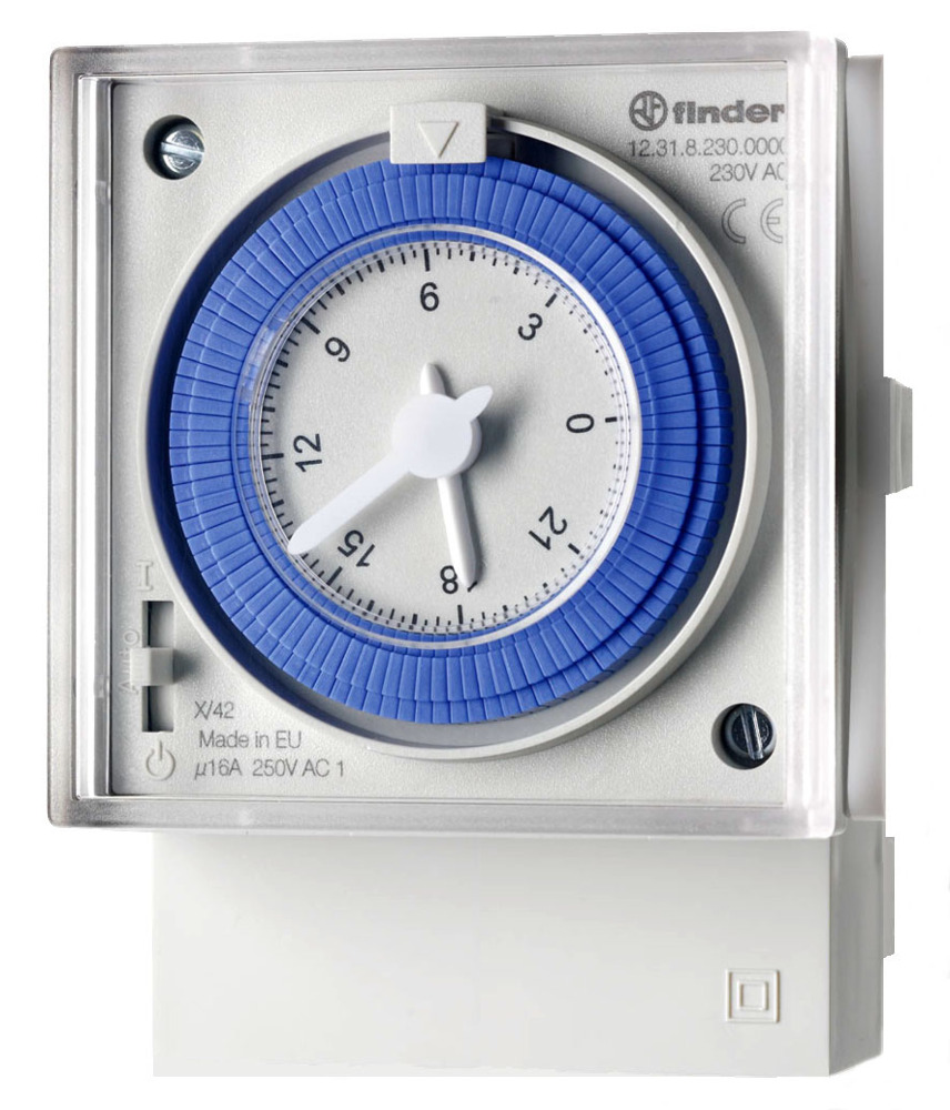 Finder 72Mm Montaje Frontal Temporizador Diario Interruptor 16A 230VAC - 12.31.8.230.0000