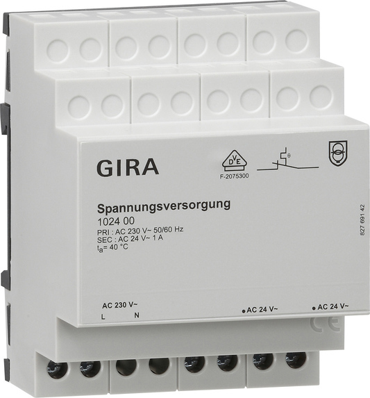Gira AC 24V 1A Fuente De Alimentación Para Estación Meteorológica DIN - 102400